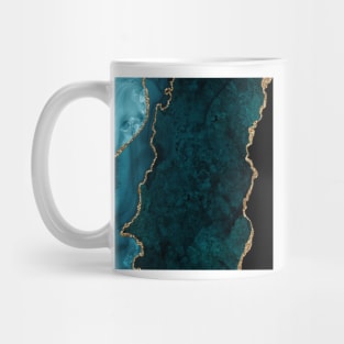 Watercolor Agate in Teal Green and Turquoise with Glitter Veins Mug